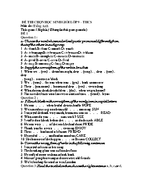Đề thi chọn học sinh giỏi môn Tiếng Anh 9 - Đề 1